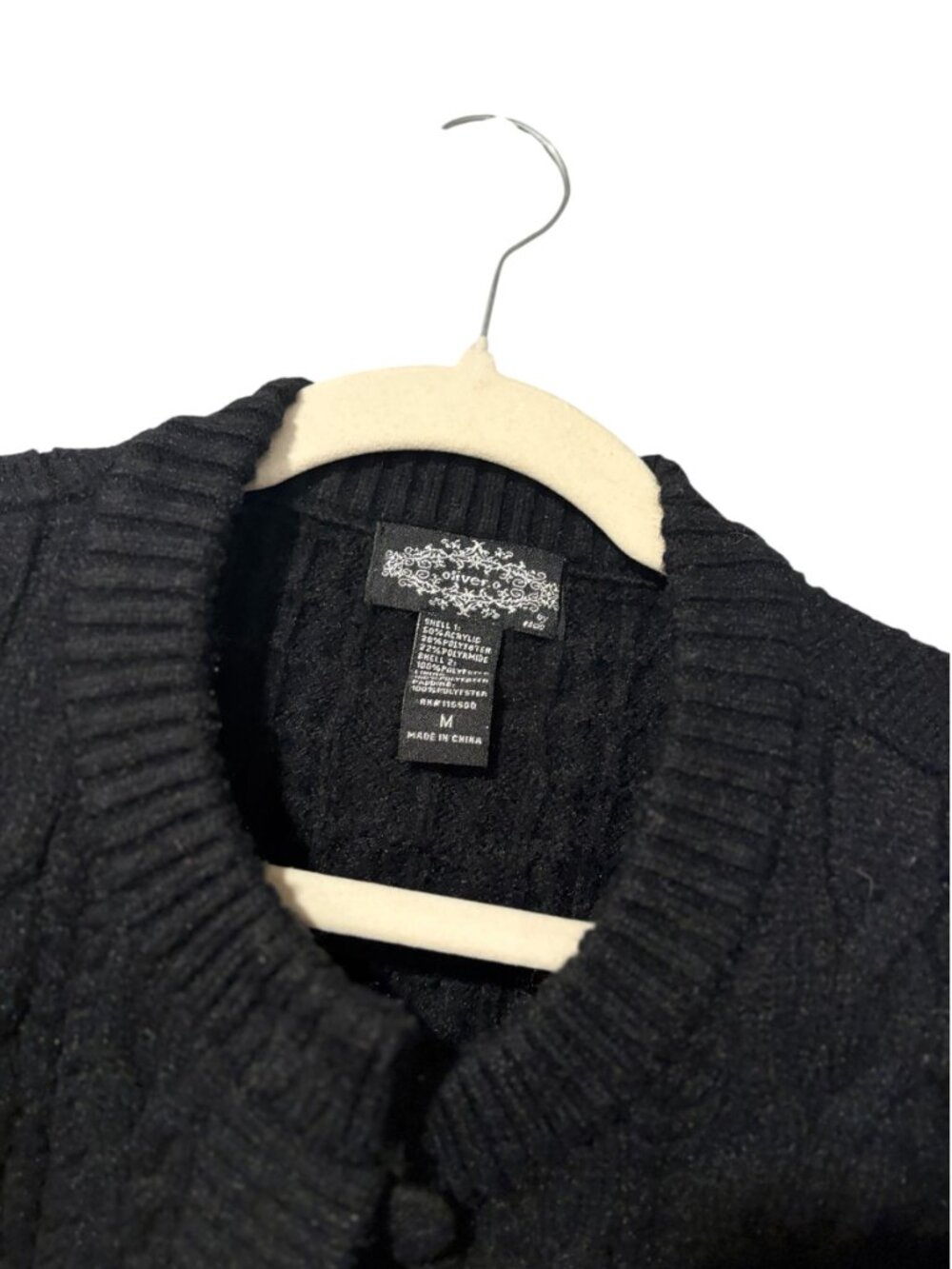 Oliver O Cable Knit Fringe Quilted Jacket - Picture 8 of 9
